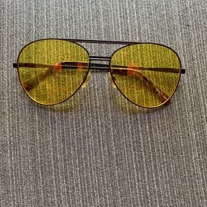 SOLD Classic Vintage Yellow Aviator / Shooter Glasses
